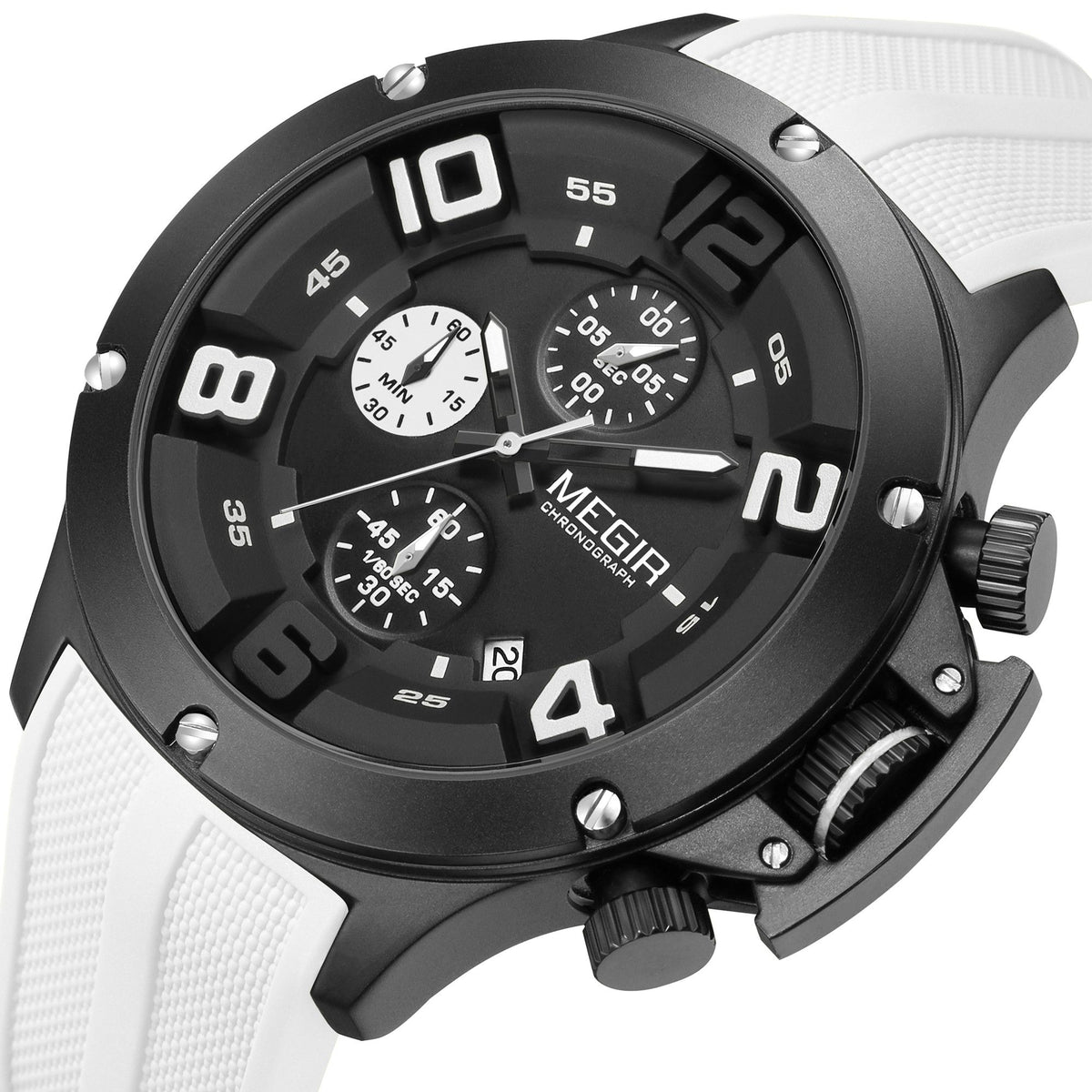MEGIR Relogio Masculino Luxury Quartz Watch for Men Yellow Silicone Strap Military Sport WristWatch Chronograph with Auto Date 8115