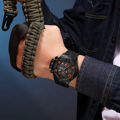 MEGIR Relogio Masculino Luxury Quartz Watch for Men Yellow Silicone Strap Military Sport WristWatch Chronograph with Auto Date 8115
