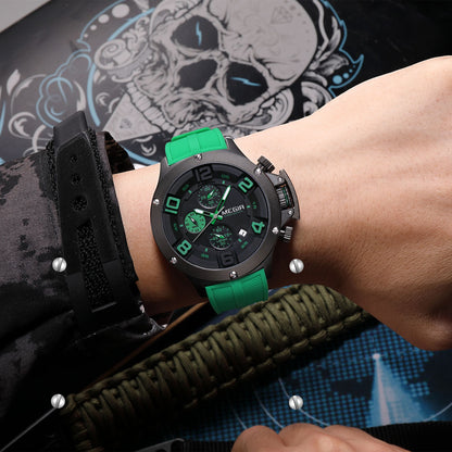 MEGIR Relogio Masculino Luxury Quartz Watch for Men Yellow Silicone Strap Military Sport WristWatch Chronograph with Auto Date 8115
