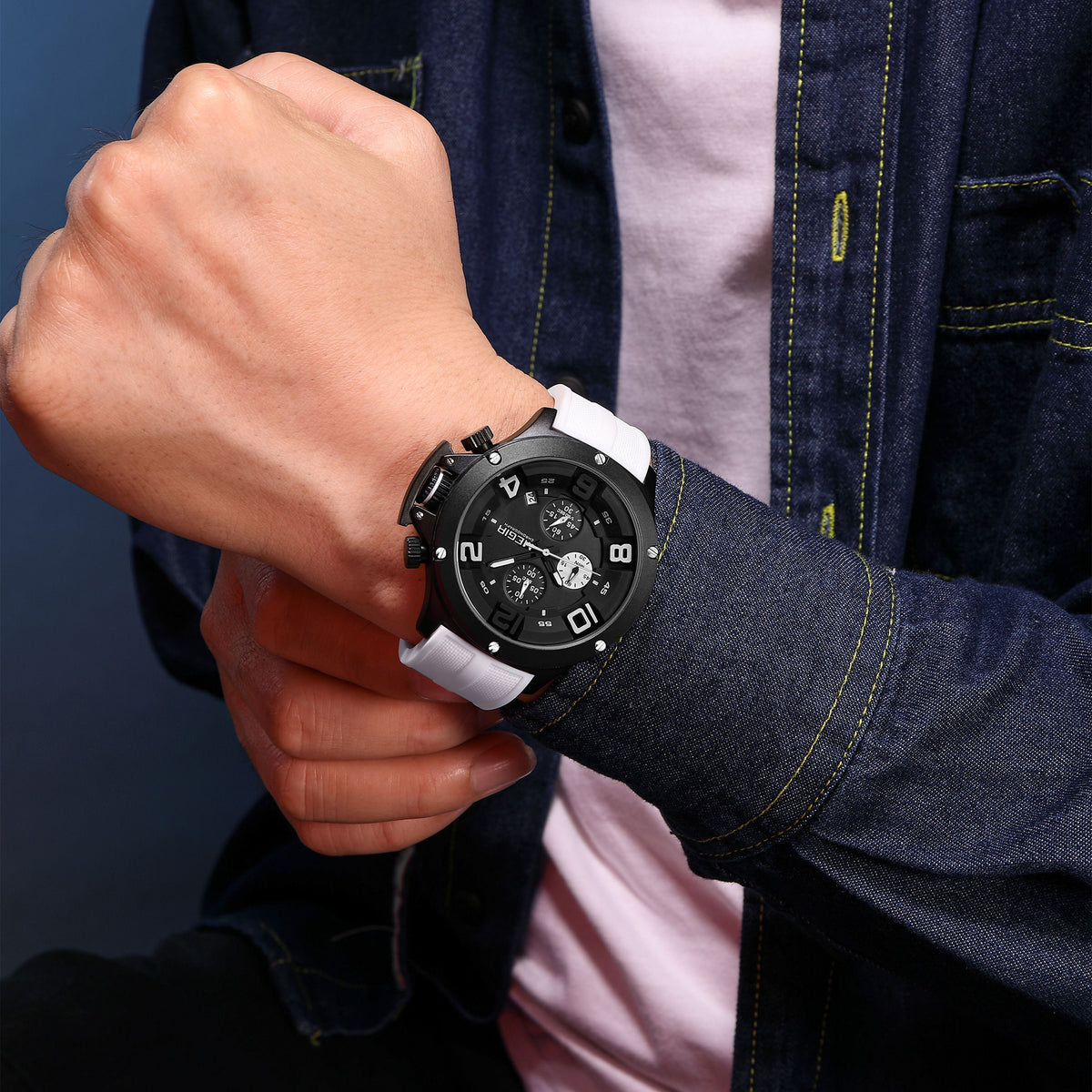 MEGIR Relogio Masculino Luxury Quartz Watch for Men Yellow Silicone Strap Military Sport WristWatch Chronograph with Auto Date 8115