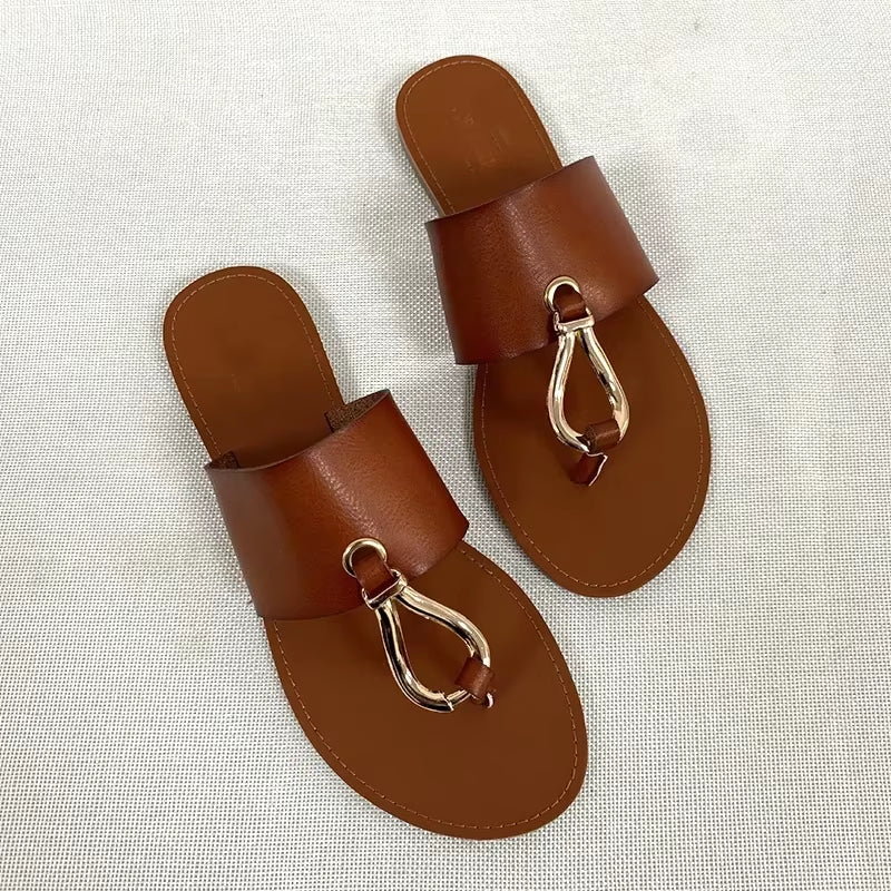 2025 New Fashion Women Slippers Summer Shoes Woman Retro Thin Straps Open Toe plus Size Outdoor Beach Flat Female Slides
