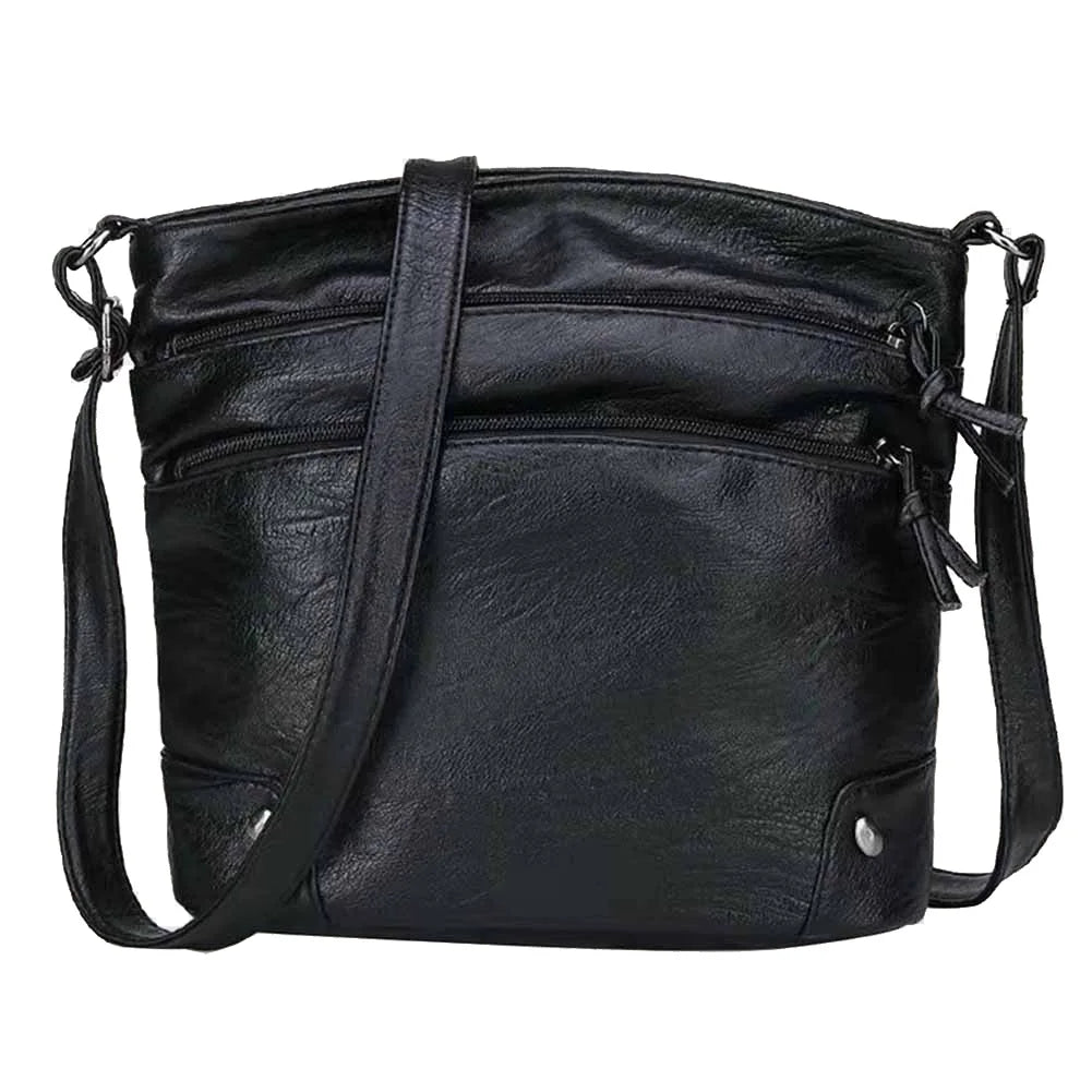 New Casual Bag Women Soft Pu Leather Shoulder Bags High-Quality Multi-Pocket Messenger Bag Black Ladies Business Crossbody Bag