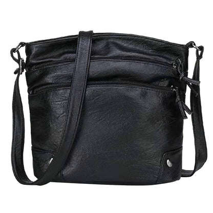 New Casual Bag Women Soft Pu Leather Shoulder Bags High-Quality Multi-Pocket Messenger Bag Black Ladies Business Crossbody Bag