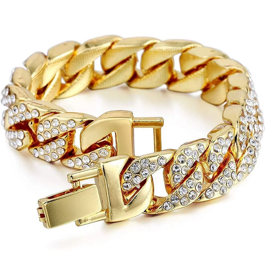 Fashion14K Gold Plated Bracelet Jewelry Women Stainless Steel OT Buckle Cuban Chain Popular Bracelet