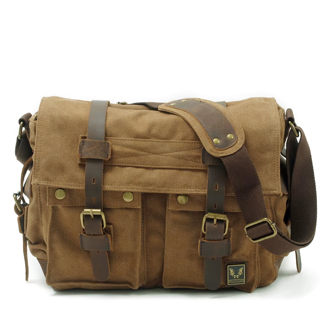 Canvas Leather Men Messenger Bags Big Satchel Shoulder Bags Male Laptop Briefcase Travel Handbag