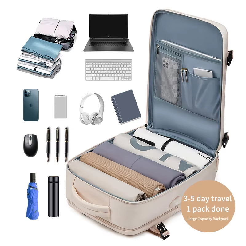 Women Laptop Backpack 15.6Inch Teenage Girl USB Charging School Backpack Independent Shoe Bag Travel Backpack Outdoor Backpack