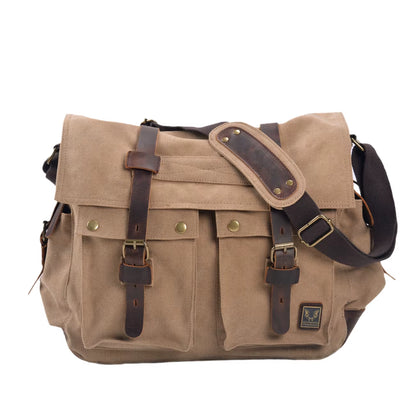 Canvas Leather Men Messenger Bags Big Satchel Shoulder Bags Male Laptop Briefcase Travel Handbag