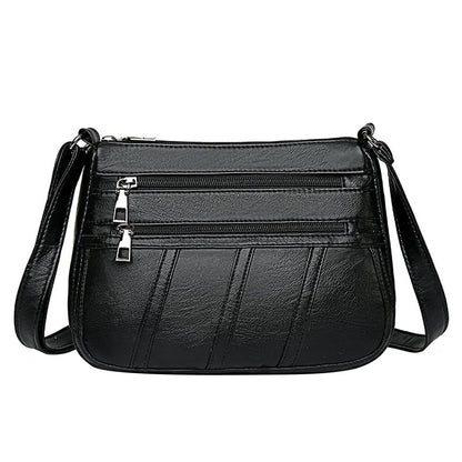 New Casual Bag Women Soft Pu Leather Shoulder Bags High-Quality Multi-Pocket Messenger Bag Black Ladies Business Crossbody Bag