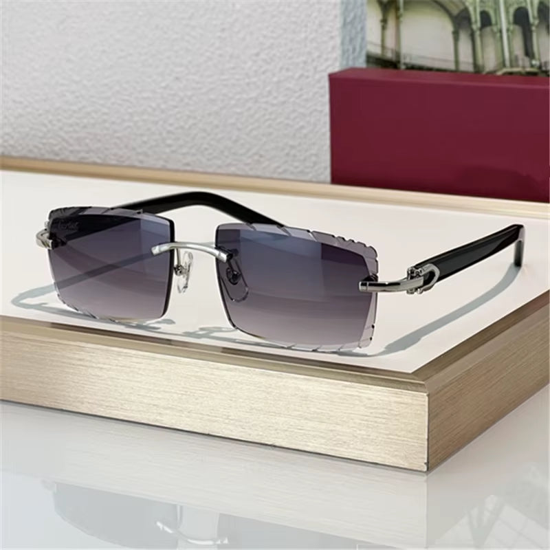 New Luxury Acetate Material Rimless Sun Glasses Women Men Top Quality Brand Designer Square Frame Glasses Cartiering Sunglasses