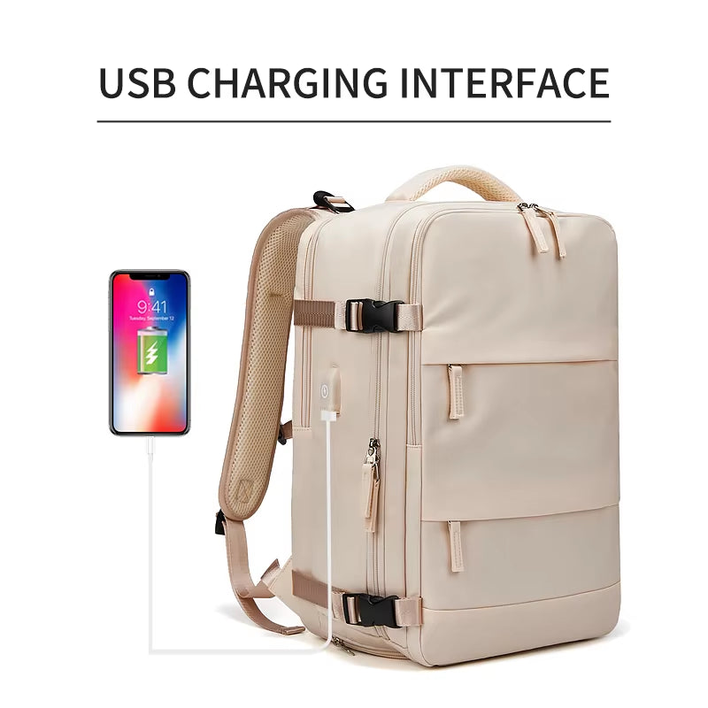 Women Laptop Backpack 15.6Inch Teenage Girl USB Charging School Backpack Independent Shoe Bag Travel Backpack Outdoor Backpack