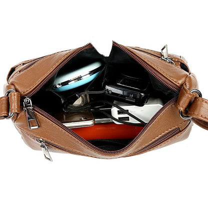 New Casual Bag Women Soft Pu Leather Shoulder Bags High-Quality Multi-Pocket Messenger Bag Black Ladies Business Crossbody Bag