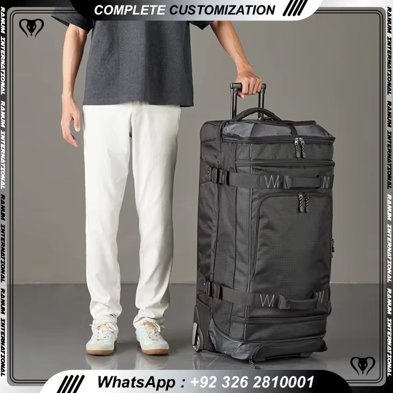 Leather Travel Trolley Durable Carry on Luggage Lightweight Airport Carryall Customizable Luggage Trolley