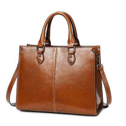 Genuine Leather Women Handbag Shoulder Cross Body Tote Bag Shopping Fashion Office Female Real Cowhide Messenger Top Handle Bags