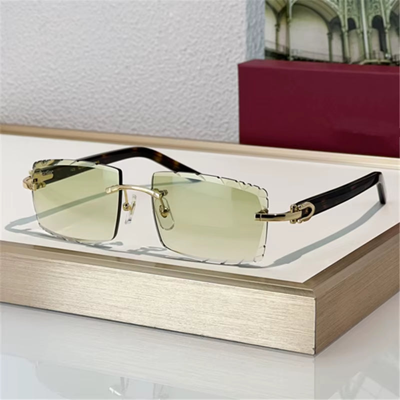New Luxury Acetate Material Rimless Sun Glasses Women Men Top Quality Brand Designer Square Frame Glasses Cartiering Sunglasses