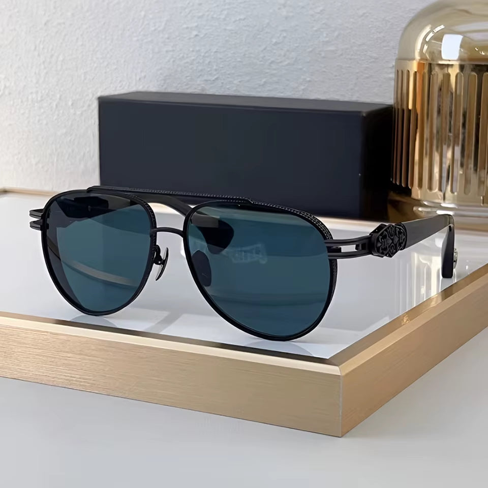 Designer Pilot Gradient Gray Brown Retro New Style Fashion China Wholesaler Custom Acetate Cycling Titanium Sunglasses Men Women