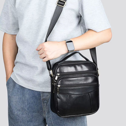 Male Small Leather Side Bag Genuine Leather Men Fashion Crossbody Shoulder Bag Messenger Bags for Men