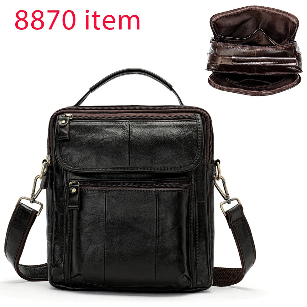 100% Shoulder Bag Leather Men'S Bag Genuine Leather Black Men'S Designer Bags Leather Crossbody Messenger Bags Handbags