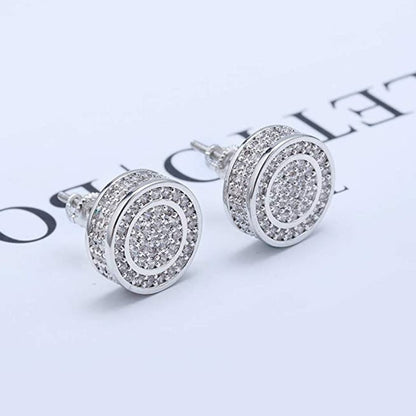 925 Sterling Silver  CZ Hypoallergenic Round Earrings