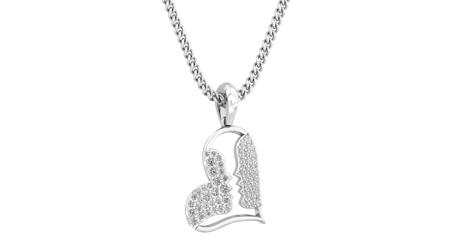 14K Solid Gold Necklace for Women Romantic Couple Pendant with Heart and Cross Diamond Charm Jewelry Gift Idea