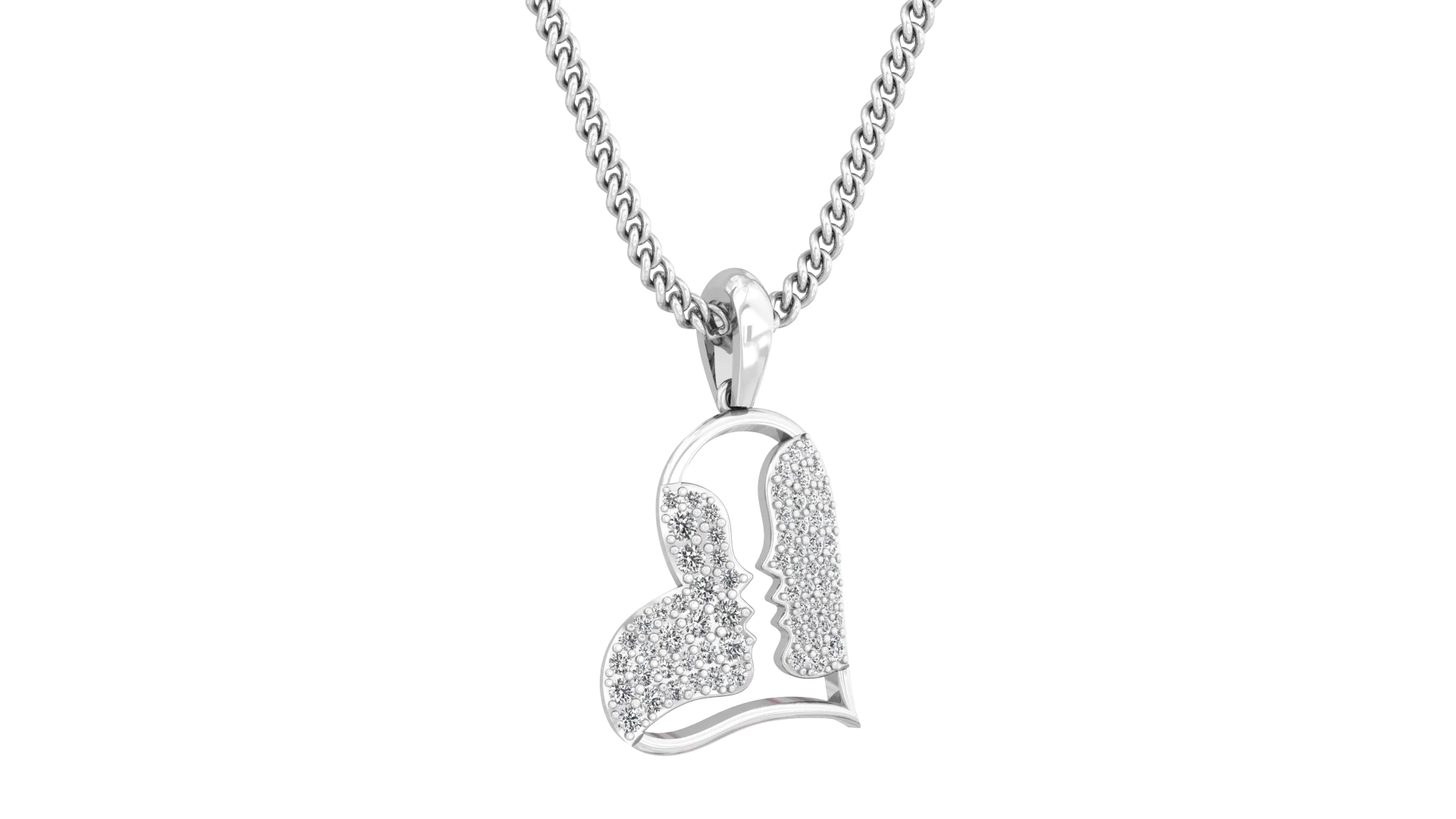 14K Solid Gold Necklace for Women Romantic Couple Pendant with Heart and Cross Diamond Charm Jewelry Gift Idea