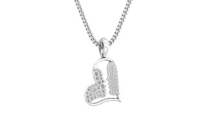 14K Solid Gold Necklace for Women Romantic Couple Pendant with Heart and Cross Diamond Charm Jewelry Gift Idea