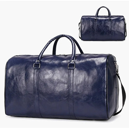 LUOKIR High Quality Men'S Travel Bag Genuine Leather Luxury Luggage Bag Women'S Weekend Duffle Bag Vintage Business Handbag