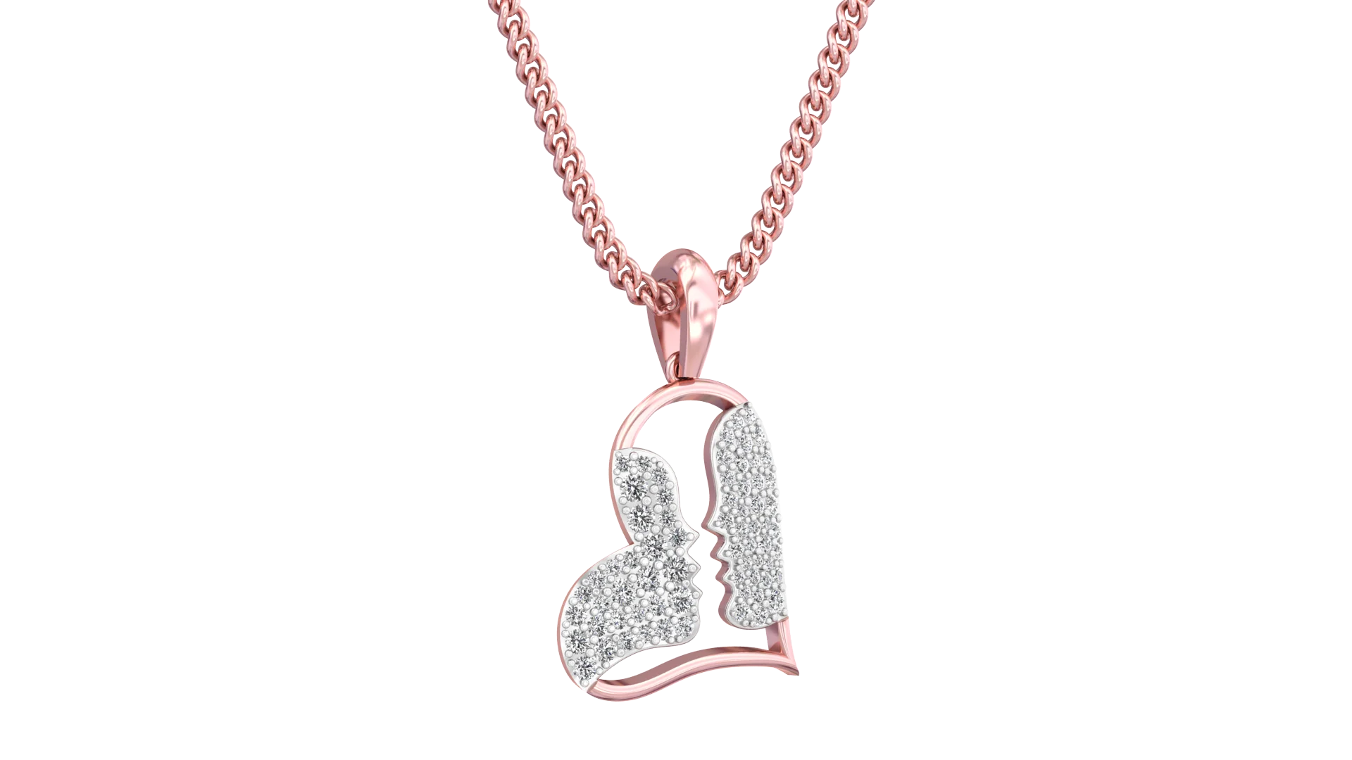 14K Solid Gold Necklace for Women Romantic Couple Pendant with Heart and Cross Diamond Charm Jewelry Gift Idea