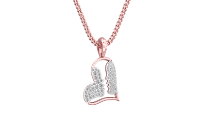 14K Solid Gold Necklace for Women Romantic Couple Pendant with Heart and Cross Diamond Charm Jewelry Gift Idea
