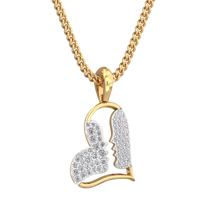 14K Solid Gold Necklace for Women Romantic Couple Pendant with Heart and Cross Diamond Charm Jewelry Gift Idea