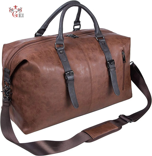 High Quality Vintage PU Leather Men Satchel Casual Sport Style Business Travel Handbag with Nylon and Canvas Shoulder Bags