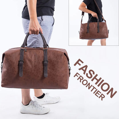 High Quality Vintage PU Leather Men Satchel Casual Sport Style Business Travel Handbag with Nylon and Canvas Shoulder Bags