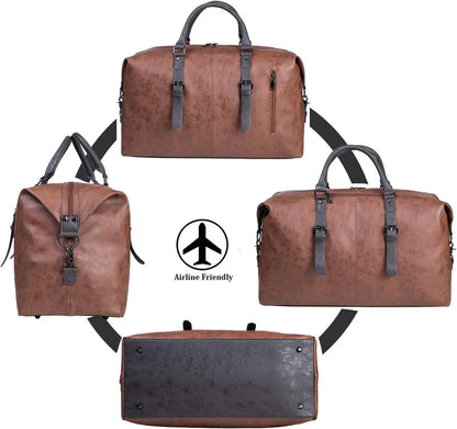 High Quality Vintage PU Leather Men Satchel Casual Sport Style Business Travel Handbag with Nylon and Canvas Shoulder Bags
