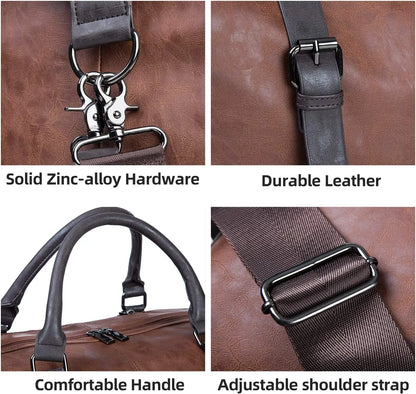 High Quality Vintage PU Leather Men Satchel Casual Sport Style Business Travel Handbag with Nylon and Canvas Shoulder Bags