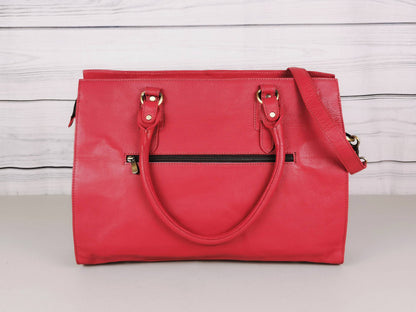 The Signature 17" Leather Laptop Bag, Ruby