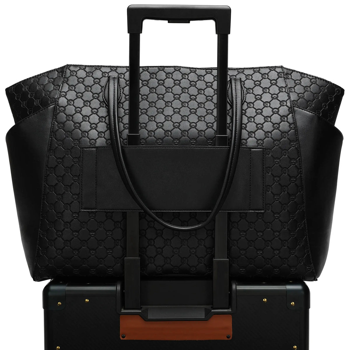 Compass Vegan Leather Monogram Weekender Tote Bag
