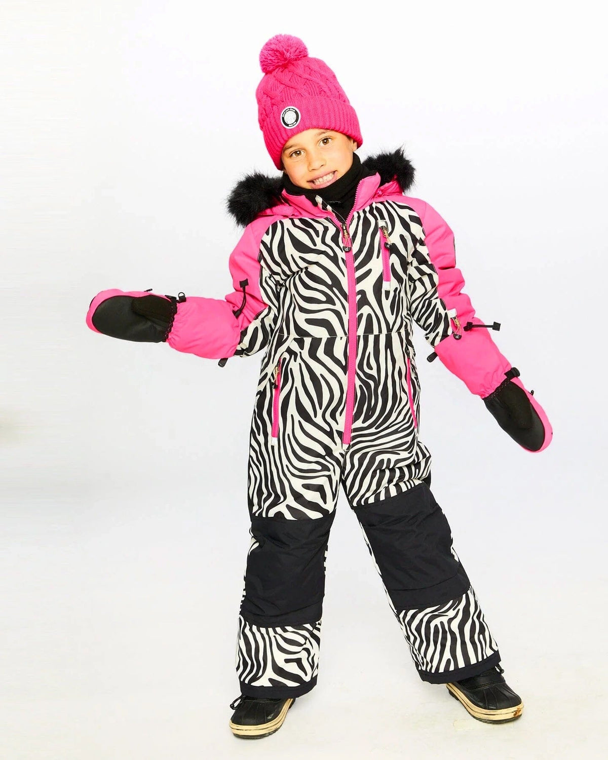 One-Piece Play Snowsuit Zebra Print-1
