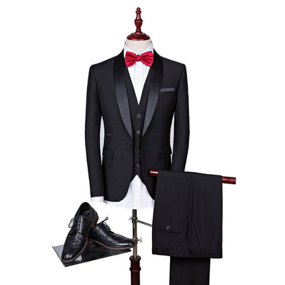 3 Piece Suit Jacket Coat Pants & Vest  Formal Slim Fit Men's-0