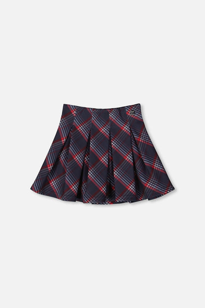 Pleated Milano Skirt Red And Navy Plaid-0