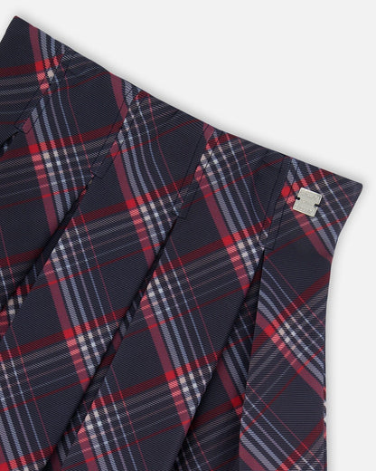 Pleated Milano Skirt Red And Navy Plaid-3