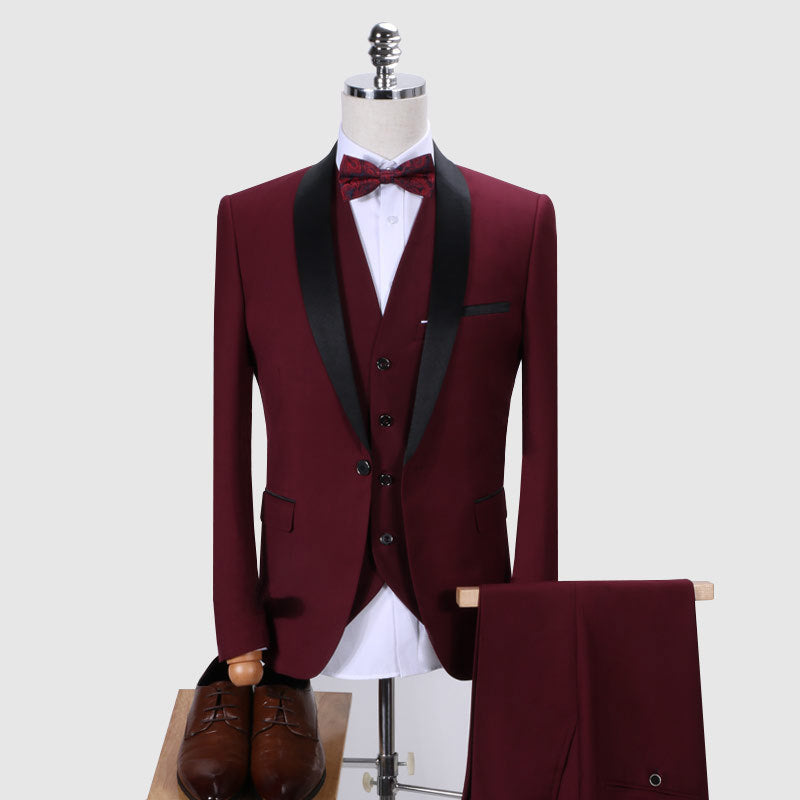 3 Piece Suit Jacket Coat Pants & Vest  Formal Slim Fit Men's-4
