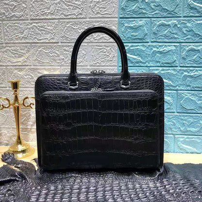 Crocodile Belly Black Handbag Men's-1