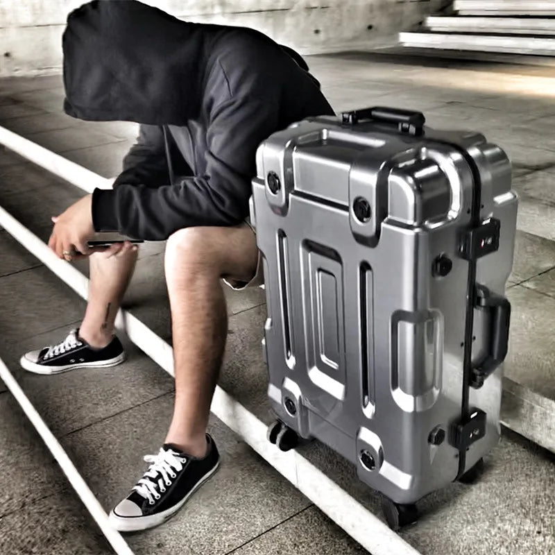Stylish Aluminium Hard Shell Carry-On Trolley Suitcase with TSA Lock - Perfect for Travel