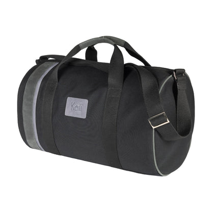 K2006AF | 100% Cotton Canvas /Wild Leather Travel Duffle Bag, full grain, Naked - Black color, zipper closure. Dimensions: 45 x 25 x 28 cm - Packaging: Tnt bag