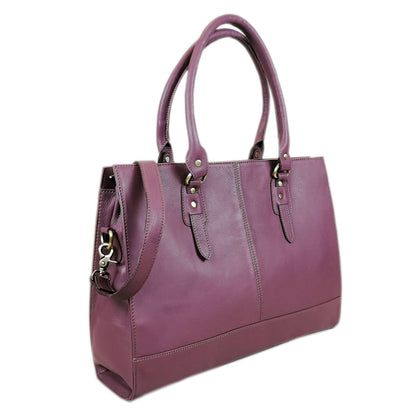 The Signature 17" Leather Laptop Bag, Purple-0