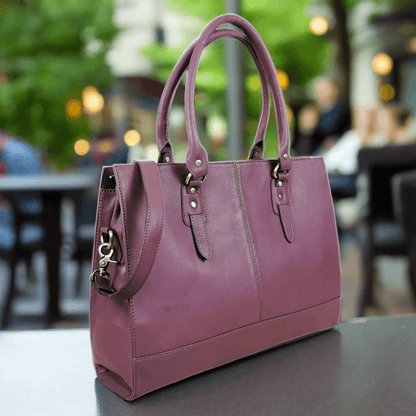 The Signature 17" Leather Laptop Bag, Purple-4