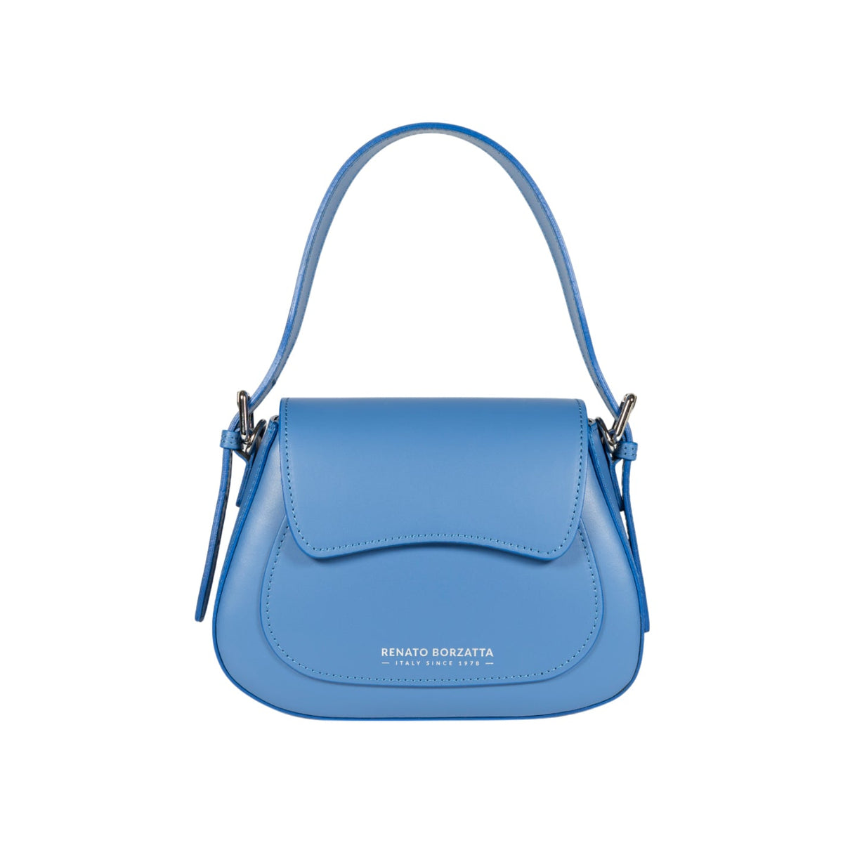 RB1030CP | EMMA Women's Shoulder Bag with flap in Genuine Leather Made in Italy. Shiny Silver metal hardware - Wisteria color - Dimensions: 24 x 18 x 9 cm + 14.5 (Handle light)