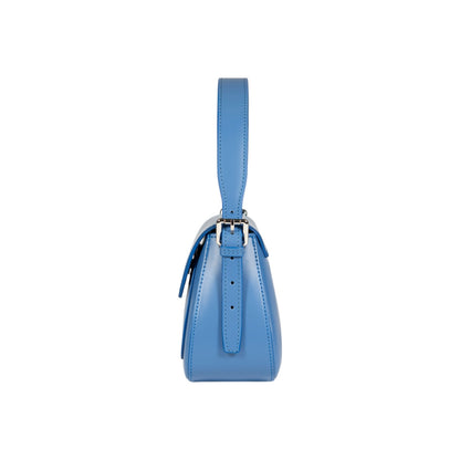 RB1030CP | EMMA Women's Shoulder Bag with flap in Genuine Leather Made in Italy. Shiny Silver metal hardware - Wisteria color - Dimensions: 24 x 18 x 9 cm + 14.5 (Handle light)