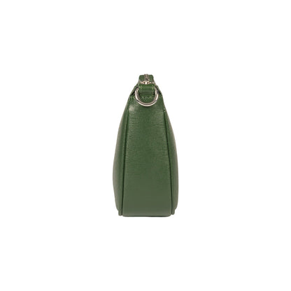 RB1037E | GRETA Women's Shoulder Bag in Genuine Saffiano Leather Made in Italy. Color: Green