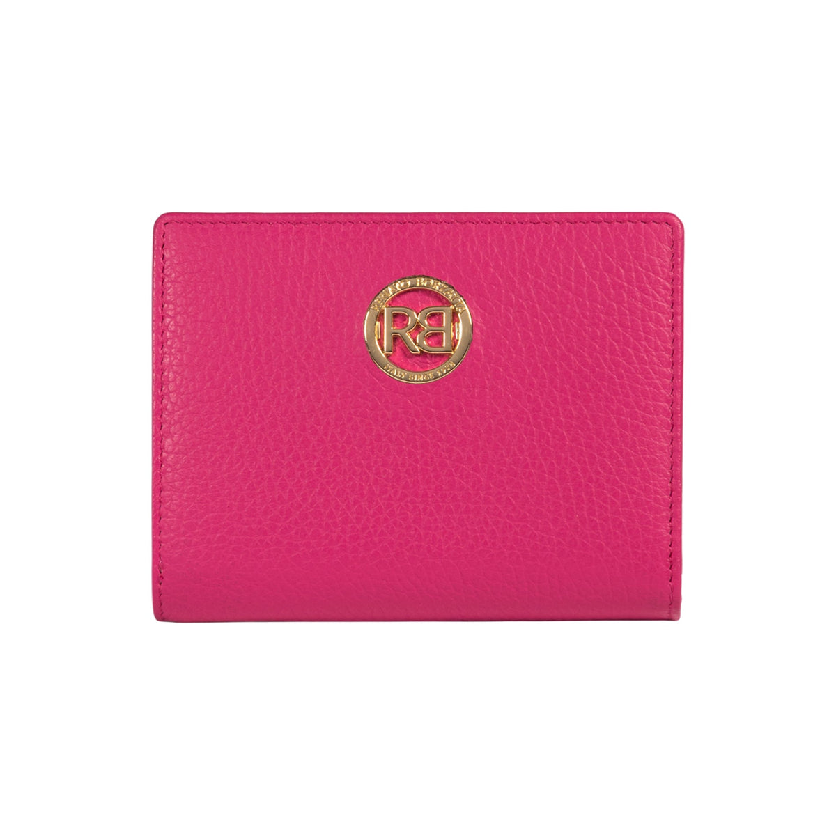 RB1080GBE | Women's Wallet Made in Italy in Genuine Dollar Grain Leather. Fuchsia Color. Dimensions (closed): 13 x 9 x 2.5 cm