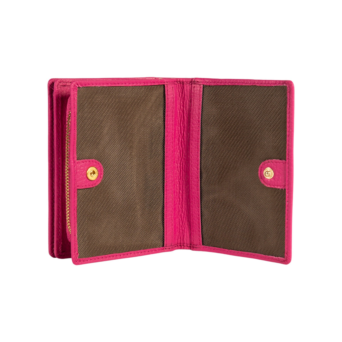 RB1080GBE | Women's Wallet Made in Italy in Genuine Dollar Grain Leather. Fuchsia Color. Dimensions (closed): 13 x 9 x 2.5 cm
